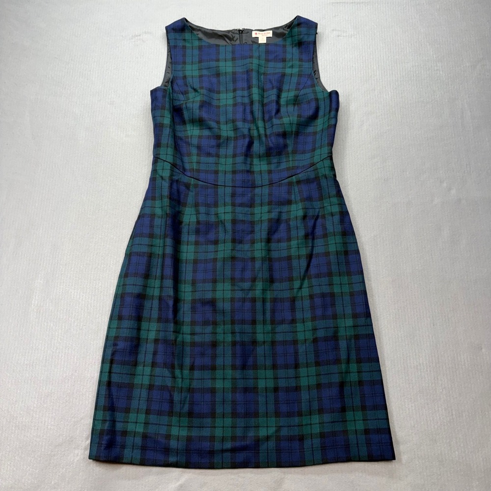 Brooks Brothers Dress Womens 12 Blue Green Plaid Red Fleece Black Watch Sheath
